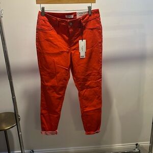 High waist ankle red jeans